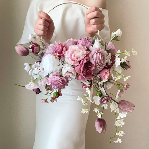 フープブーケ リングブーケ くすみブーケ 高級造花 アーティフィシャル