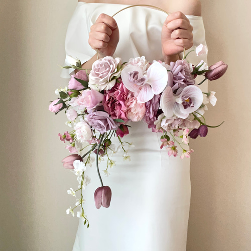 フープブーケ リングブーケ くすみブーケ 高級造花 アーティフィシャル