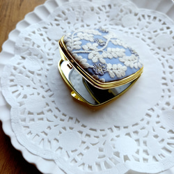 華やかインド刺繍リボンのコンパクトミラー　花柄　スクエア　No.2 5枚目の画像
