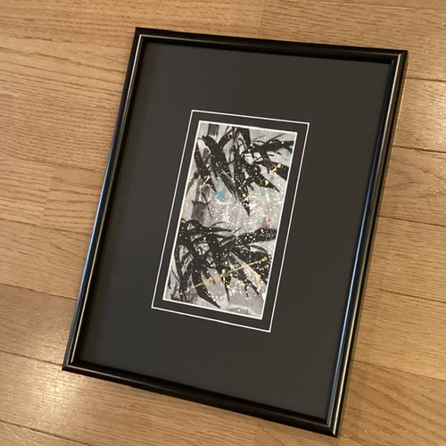 冬の風景 水墨画 木製フレーム 冬の風景 水墨画 木製フレーム 絵画