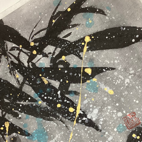水墨画 雪の中の農作業 水墨画 雪の中の農作業