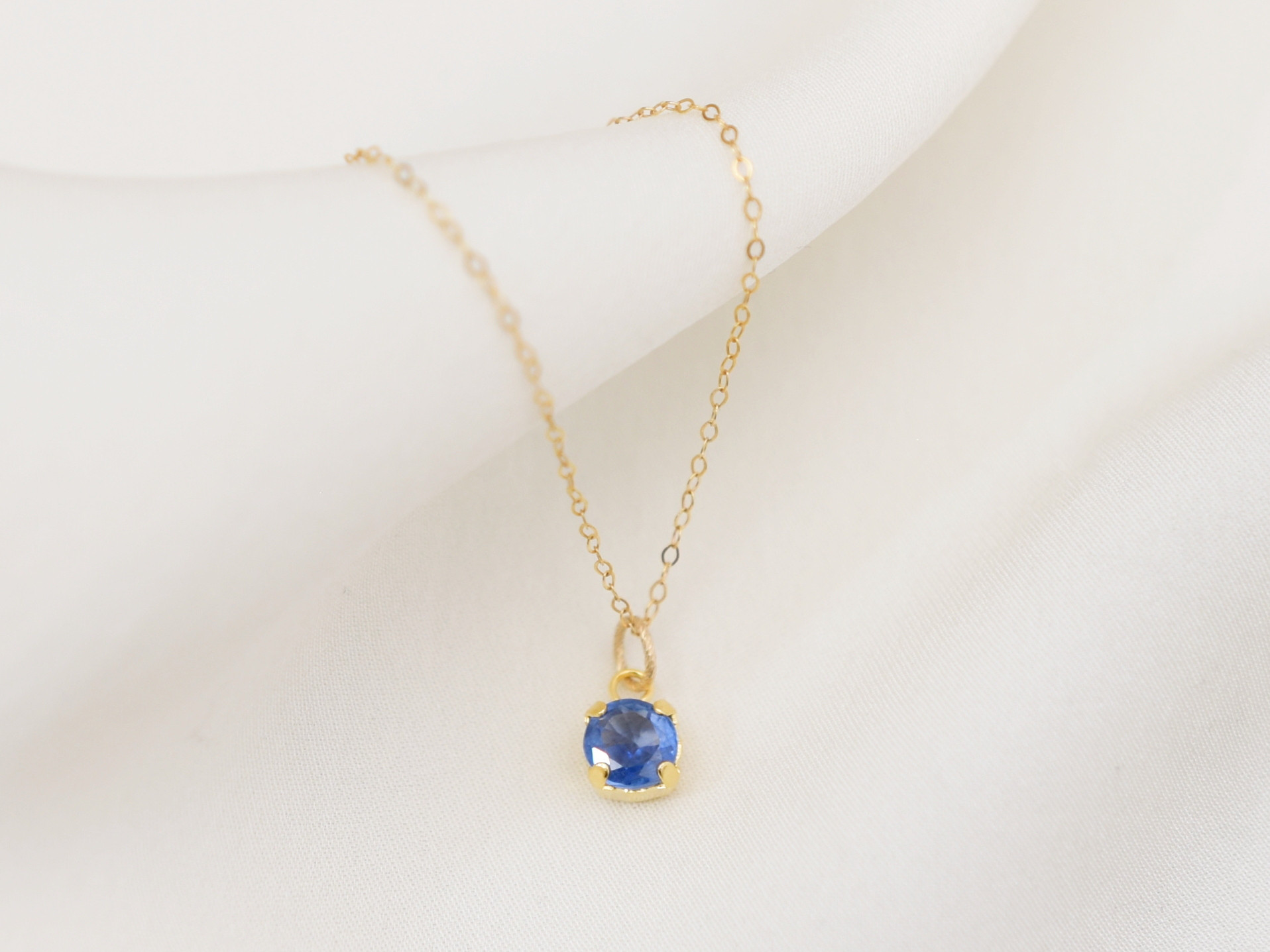 ▶︎6mm 麗しの カイヤナイト シンプル 1粒 ▶︎ネックレス 14kgf ▶︎ 晴れやかブルー2025