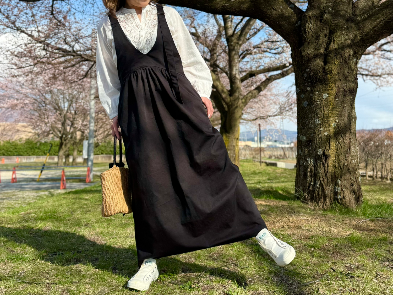 大人の着映え♪アシメなジャンスカ（ブラック）【即納・送料無料】