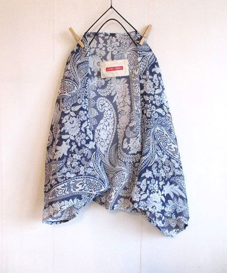 ３WAY以上着回し　イタリア製コットンシルクペーズリー　G.BINDA　ショートボレロ　羽織　ビーズピン付き　送料無料