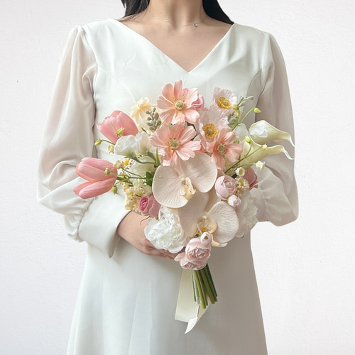 受注生産・5日以内の発送】胡蝶蘭とチューリップのワンサイド