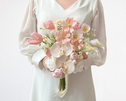 受注生産・5日以内の発送】胡蝶蘭とチューリップのワンサイド