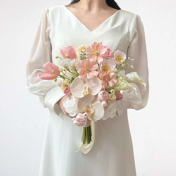 受注生産・5日以内の発送】胡蝶蘭とチューリップのワンサイド