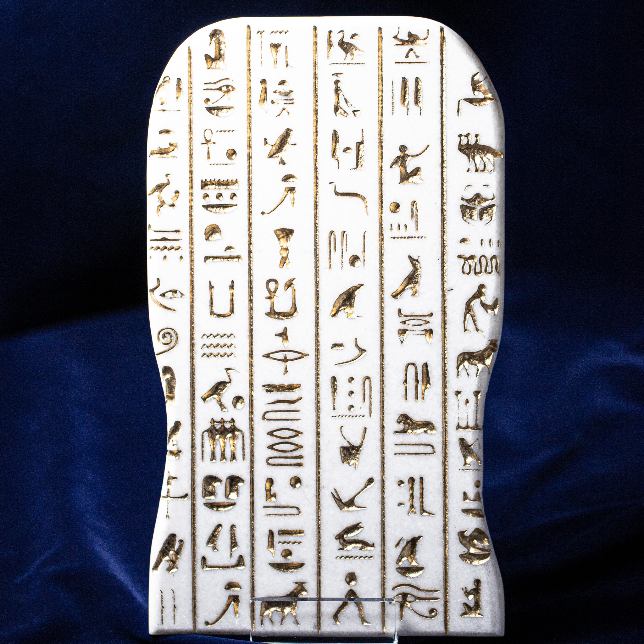 ヒエログリフ石板【大理石・本彫刻】白大理石＆ゴールドレター