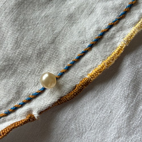 フランスアンティーク　ヴィンテージ*大きな花かご刺繍　ドイリー　かごカバー フランスアンティーク*ヴィンテージ*花かご刺繍*手刺繍*かご