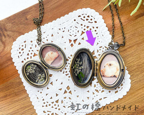 うちの子【遺毛・遺骨】オーバル型(大)ロケットペンダント B-003