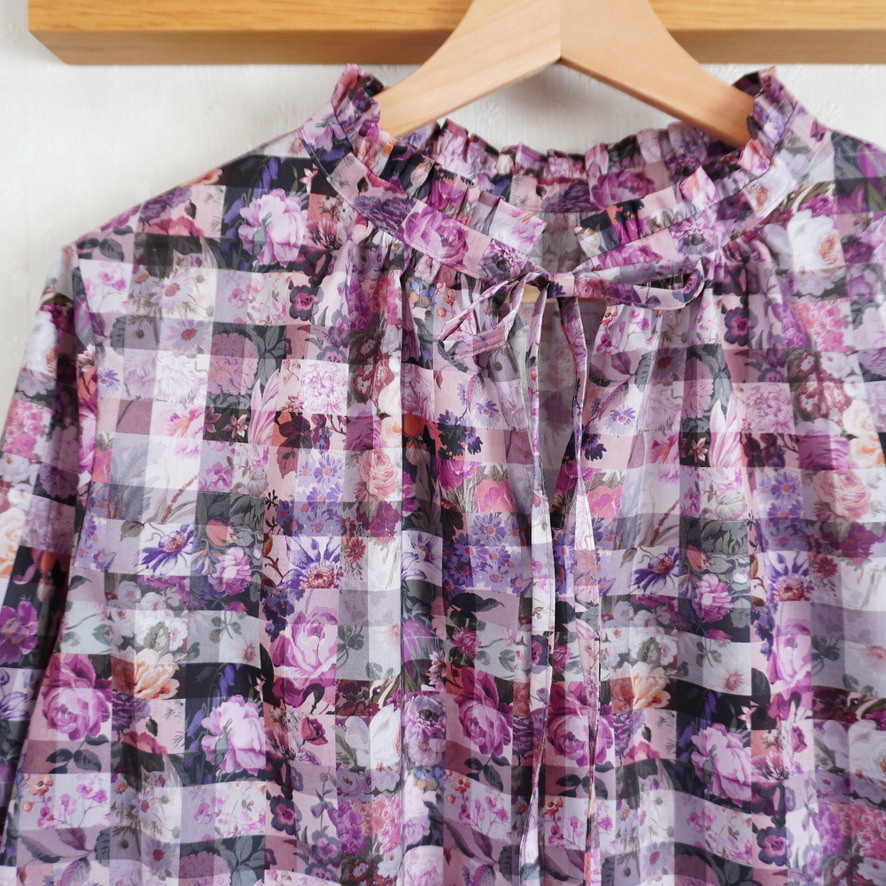 リバティ＊フリルネックブラウス半袖（7・9・11・13・15号)