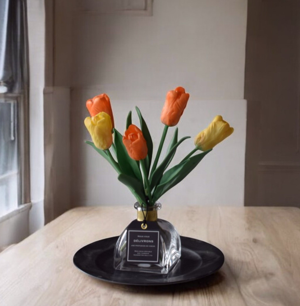 ◆粘土のお花◆　チューリップ　イエロー＆オレンジ　 T1181