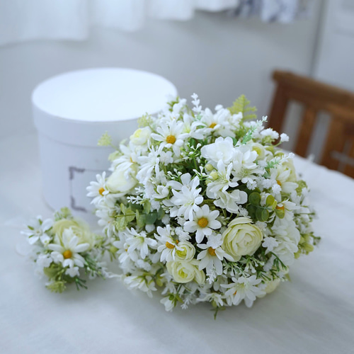 白い小花のナチュラルブーケ ウェディングブーケ ブーケ nanohana