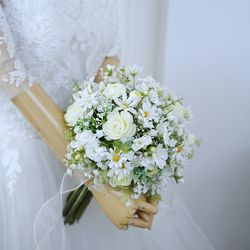 白い小花のナチュラルブーケ ウェディングブーケ ブーケ nanohana
