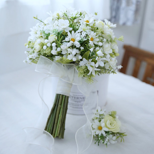 白い小花のナチュラルブーケ ウェディングブーケ ブーケ nanohana