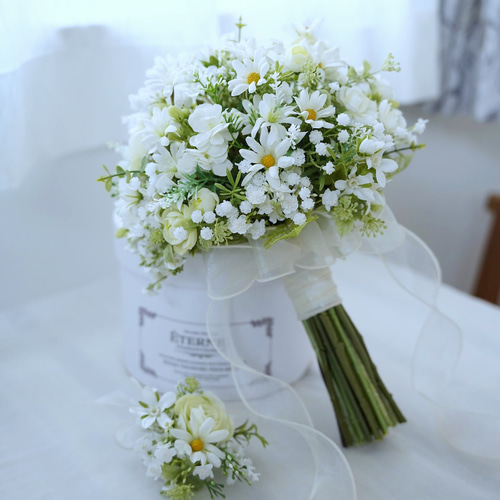 白い小花のナチュラルブーケ ウェディングブーケ ブーケ nanohana