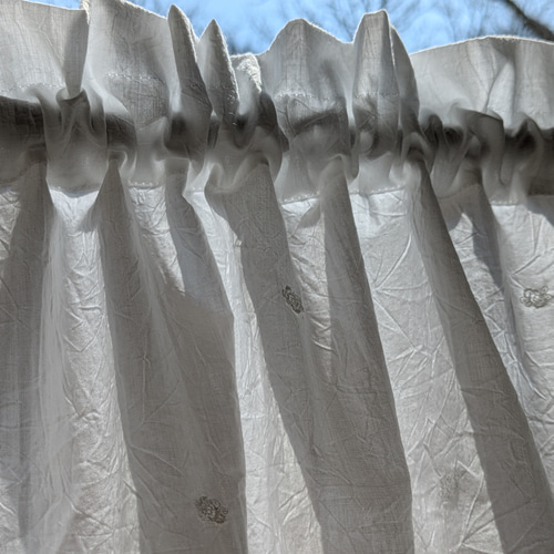 カフェカーテン♥ホワイトコットン♪薔薇のチュールレース カーテン