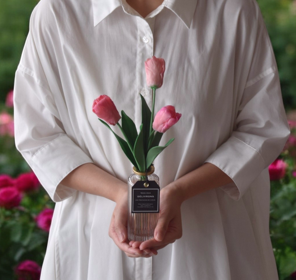 ◆粘土のお花◆　チューリップ　ピンク　 T1183