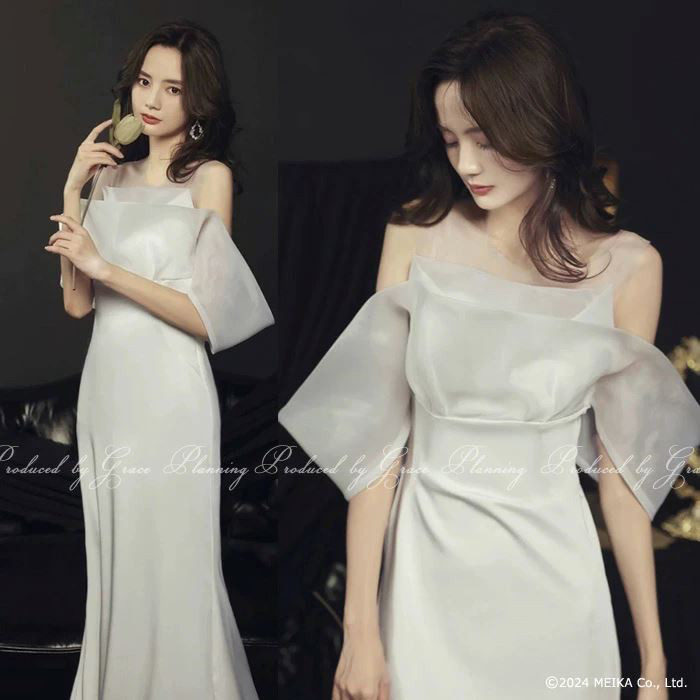 新作 ウェディングドレス スレンダーライン 背中ファスナー フォトウェディング 結婚式 前撮りgcd_80046