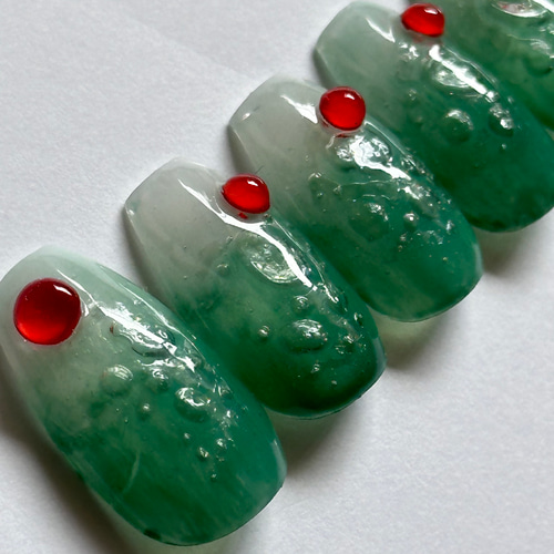 Emerald Dew ネイルチップ サイズオーダー メロンソーダ 琥珀