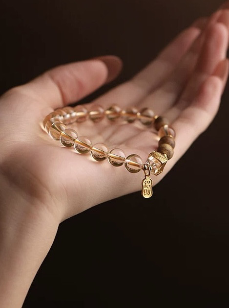 高品質の沈香シトリン弾性ブレスレット幸運ブレスレット