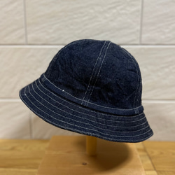 ワンウォッシュデニム☆62cm☆岡山デニム☆中肉厚11oz☆バケットハット