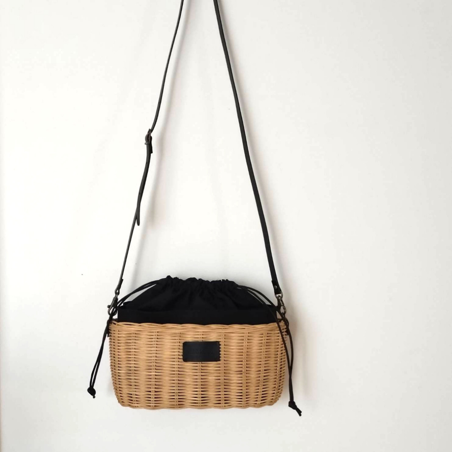 《完成品》カゴポシェット   カゴショルダーバッグ   持ち手なしタイプ  内袋外側ポケット巾着タイプ