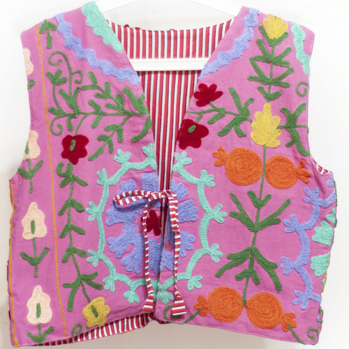 PINK HOUSE パッチワーク刺繍ベスト - メルカリ