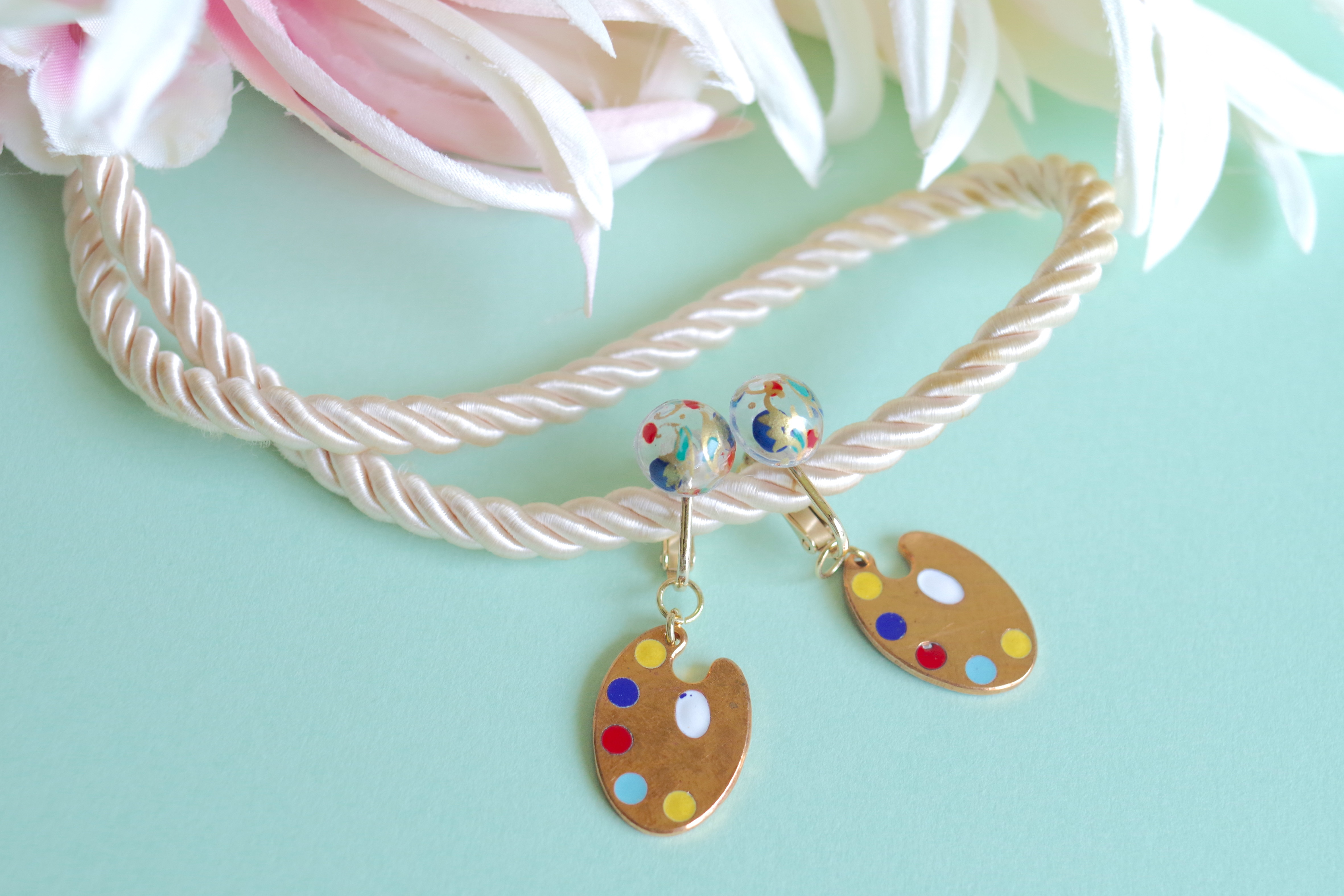 ”Fun Fun Color" フランスヴィンテージガラスのイヤリング&ピアス