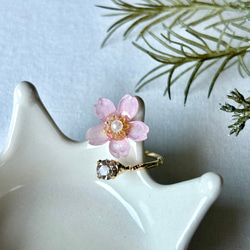 桜一粒リング＊指輪＊フォークリング＊ピンク＊ゴールドカラー＊プラ板＊アクセサリー＊普段使い＊春＊チェリー 6枚目の画像