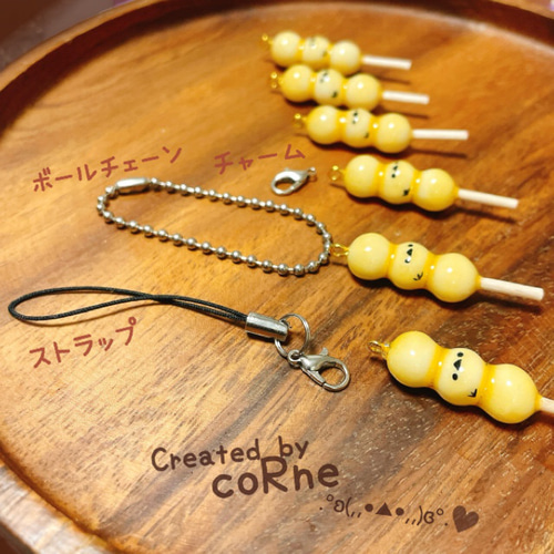 シマエナガ みたらし団子 チャーム 和菓子 樹脂粘土 和スイーツ レジン
