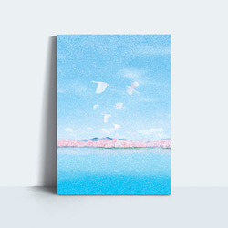 桜と飛ぶ鳥を描いた、アートパネル 1枚目の画像