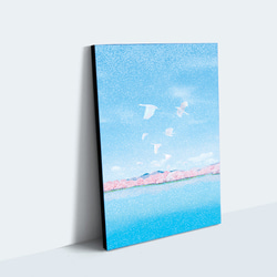 桜と飛ぶ鳥を描いた、アートパネル 2枚目の画像
