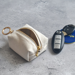 カラビナ付きミニポーチ/キーホルダーポーチ/キーケース 2枚目の画像