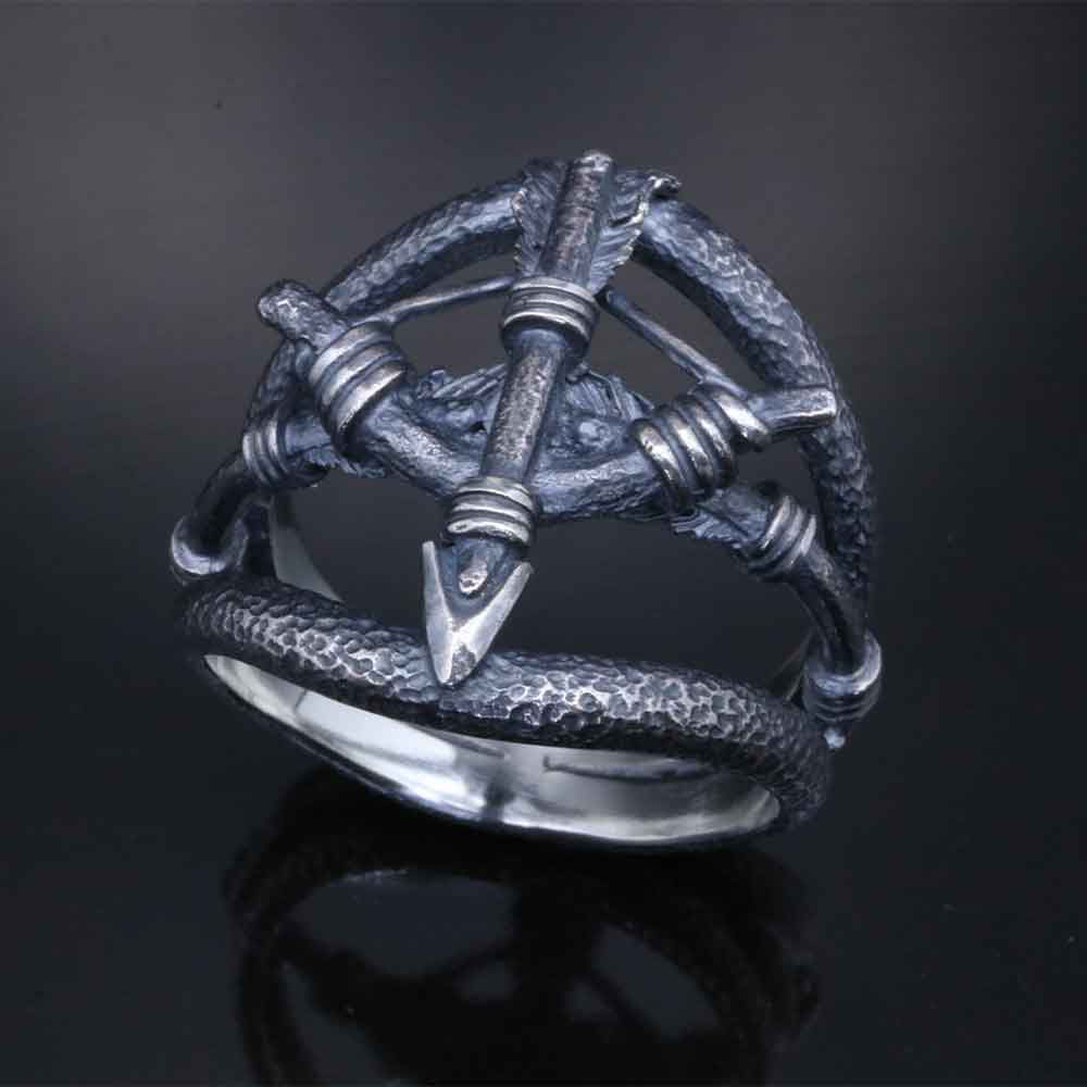 指輪 メンズ : 生弓矢 生矢 リング 燻し仕上げ シルバー 15～27号 矢 アロー シルバーリング R-409