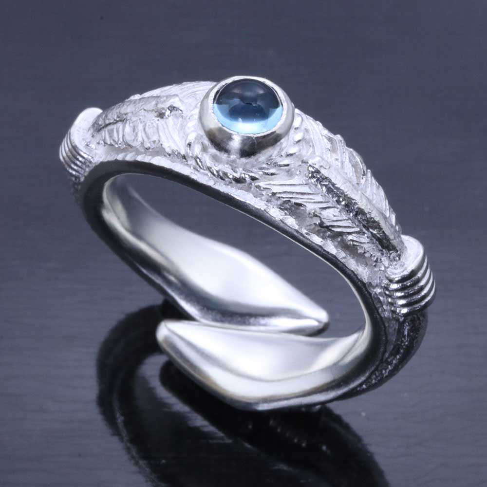 指輪 メンズ : 生二本矢 リング 白仕上げ 天然石付き シルバー 14～28号 矢 シルバーリング R-347