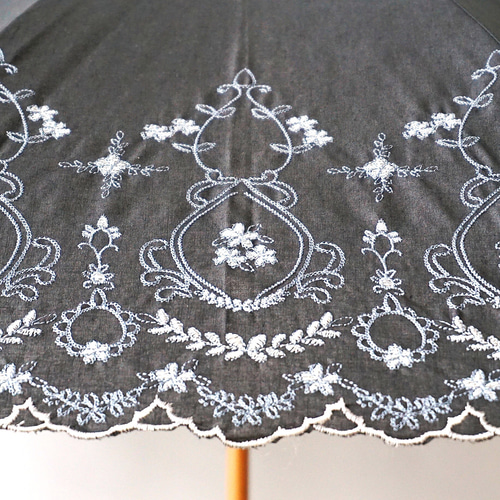 刺繍傘 日傘・雨傘兼用 日本製 綿 麻 手作業 ベトナム刺繍 手刺繍 刺繍麻（あさ）のパラソル 日傘 皇室御用達