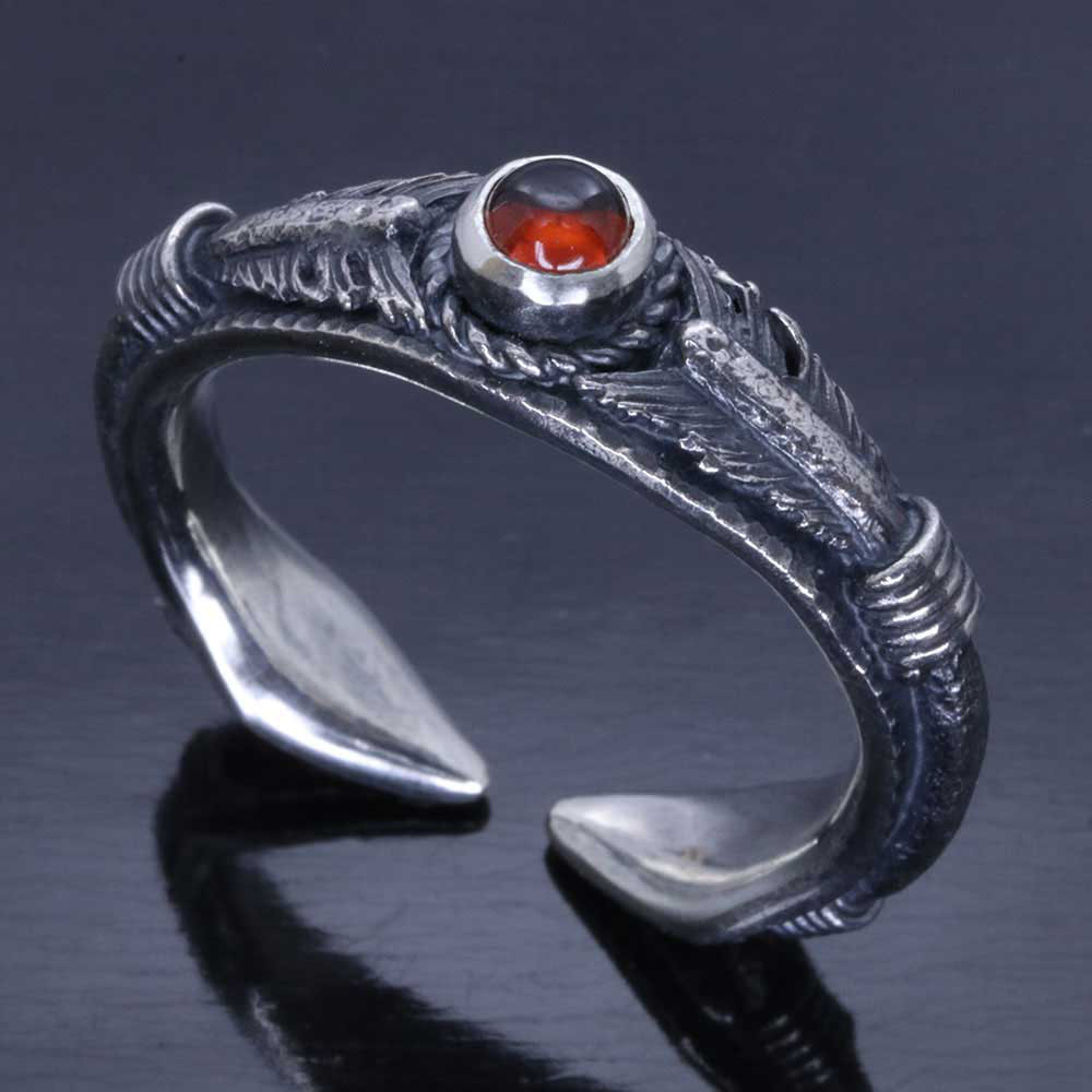 指輪 メンズ : 生二本矢 リング 燻し仕上げ 天然石付き シルバー 14～28号 矢 シルバーリング R-348