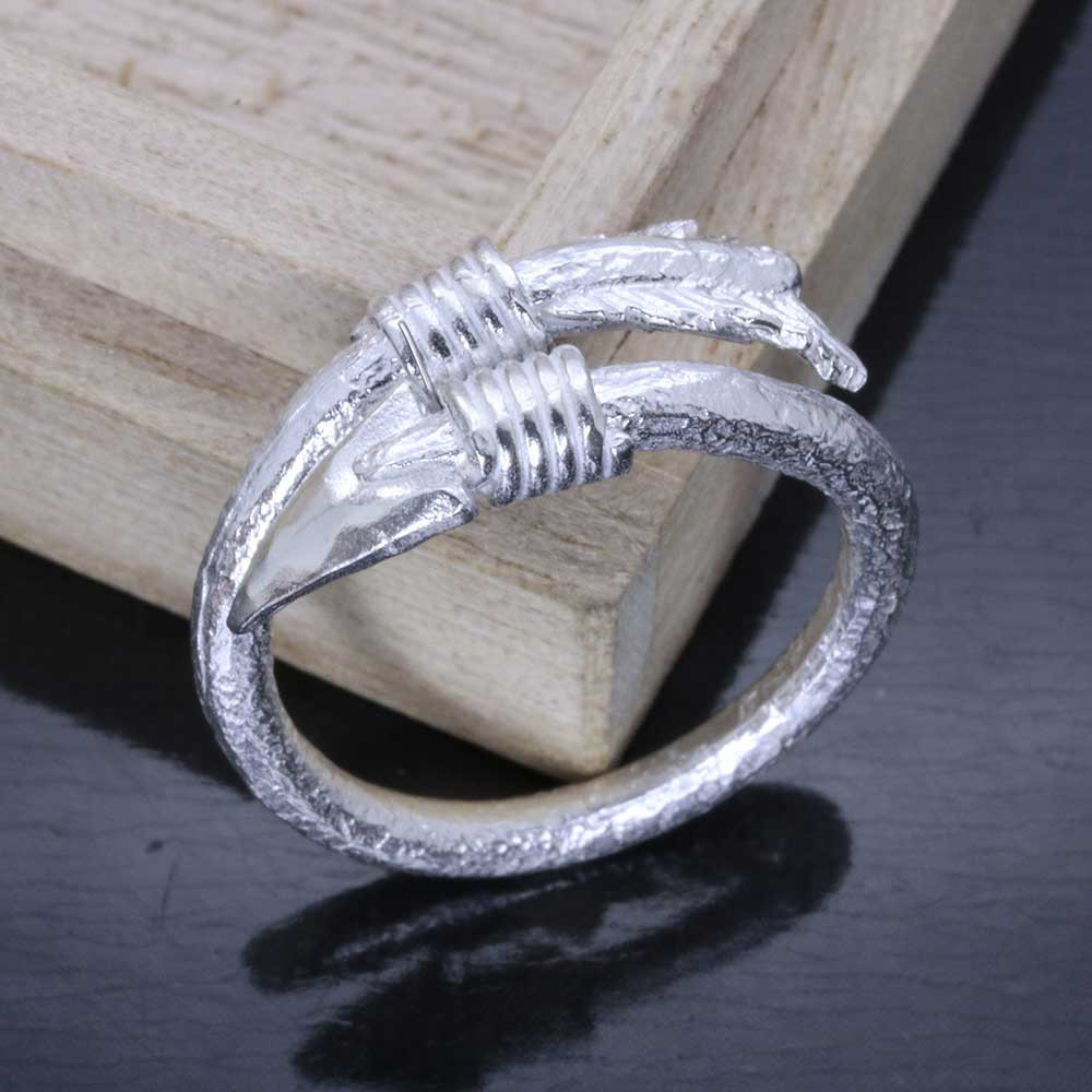 指輪 メンズ : 生矢 リング 白仕上げ シルバー 7～26号 生弓矢 矢 アロー シルバーリング R-355