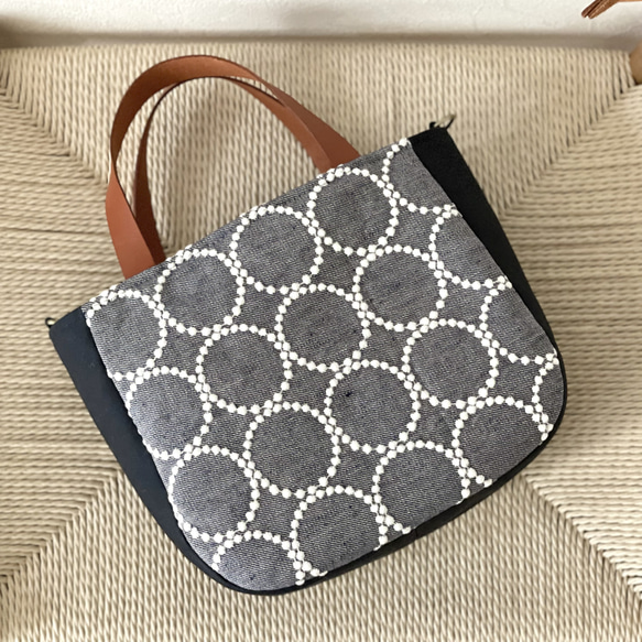 ⚮̈ミナペルホネン　tambourine サマーネイビー まるっこかくれんぼトート 5枚目の画像