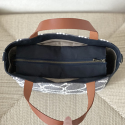 ⚮̈ミナペルホネン　tambourine サマーネイビー まるっこかくれんぼトート 6枚目の画像