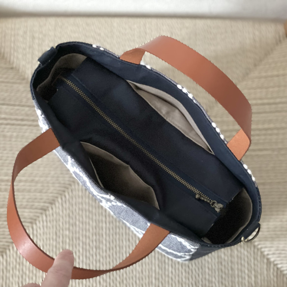 ⚮̈ミナペルホネン　tambourine サマーネイビー まるっこかくれんぼトート 7枚目の画像