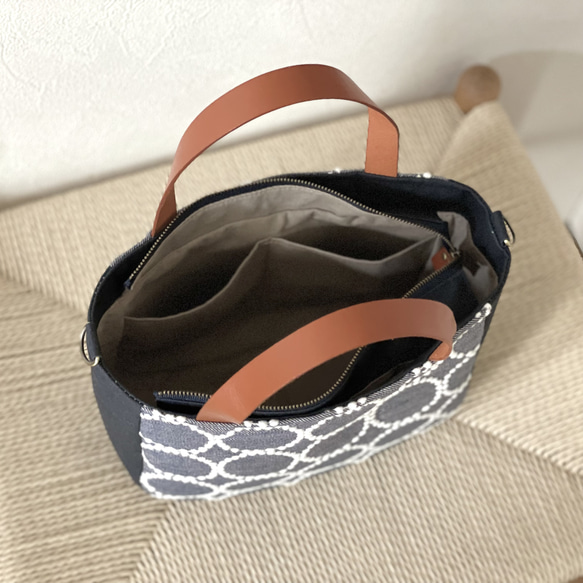 ⚮̈ミナペルホネン　tambourine サマーネイビー まるっこかくれんぼトート 8枚目の画像