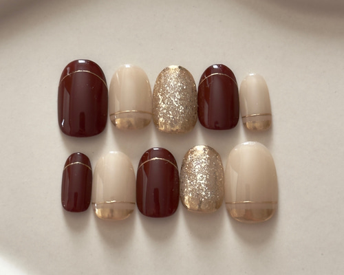 33))ネイルチップ フレンチガーリー ボルドー シンプルネイル ニュアンス 33))ネイルチップ フレンチガーリー ボルドー シンプルネイル