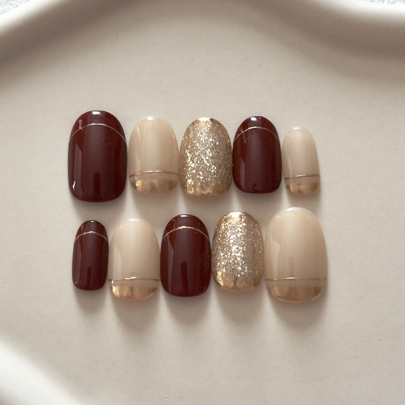 Bordeaux luxe】No.27 ネイルチップ 冬 ニュアンスネイル 淡色ネイル