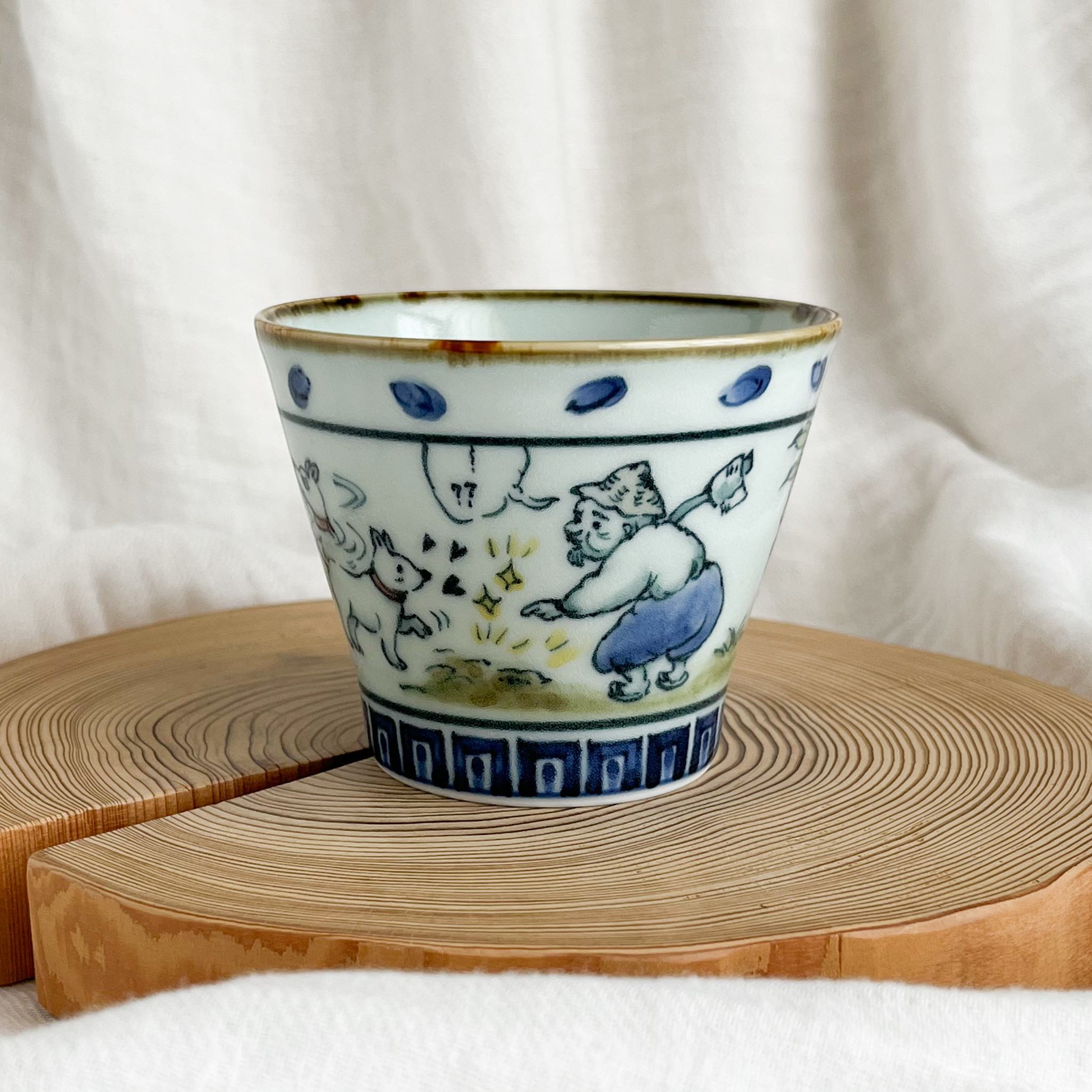 チコロット❤️すべて手描き❤️染付け❤️蕎麦猪口や珈琲カップにもなる❤️カップ❤️花咲か爺さん