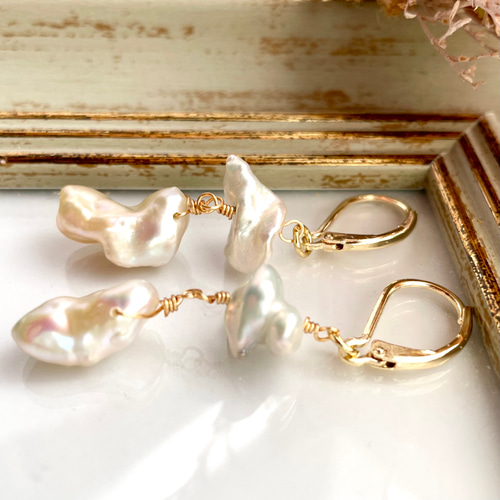 Pt900 ケシパール ピアス バロック パール アクセサリー