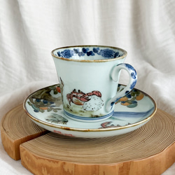 ❤️チコロット❤️すべて手描き❤️染付け❤️ソーサーは取り皿にもなる❤️カップ＆ソーサー❤️さるかに合戦 5枚目の画像