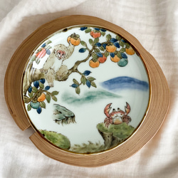 ❤️チコロット❤️すべて手描き❤️染付け❤️ソーサーは取り皿にもなる❤️カップ＆ソーサー❤️さるかに合戦 8枚目の画像