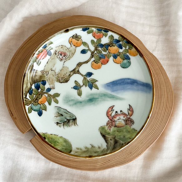 ❤️チコロット❤️すべて手描き❤️染付け❤️ソーサーは取り皿にもなる❤️カップ＆ソーサー❤️さるかに合戦 8枚目の画像